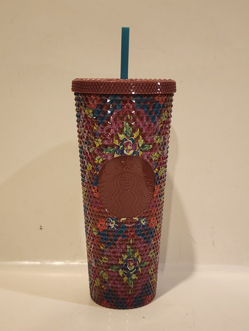 Starbucks 2025 Fall Floral Bling 24oz Venti Cold Cup Tumbler Maroon Purple